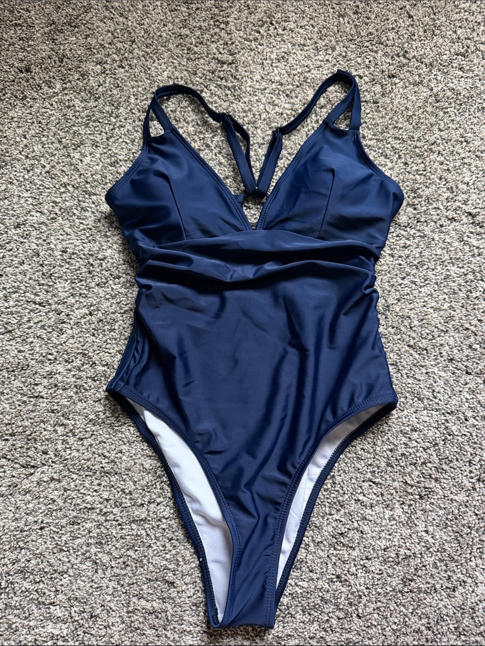 Women's Navy One-Piece Swimsuit with V-Neck size small